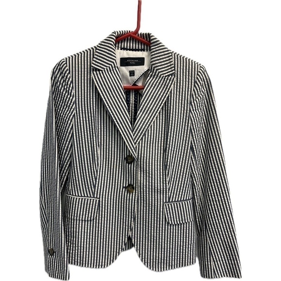 Weekend Max Mara Vanda Women’s Striped Seersucker Blazer Size 6 - Picture 1 of 11